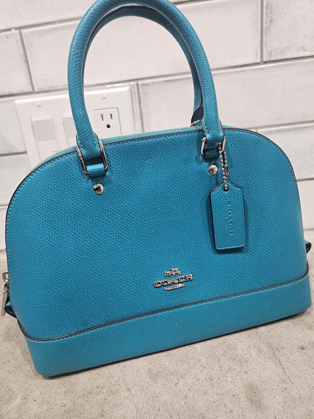Coach Teal Dome Satchel Bag - Leather Top-Handle